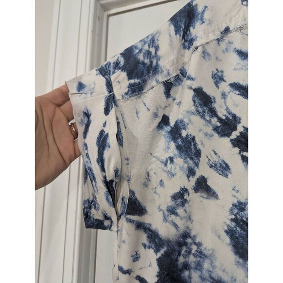 Go by Go Silk Shift‎ Dress women's medium blue tie dye washable frayed elegant - Picture 5 of 8